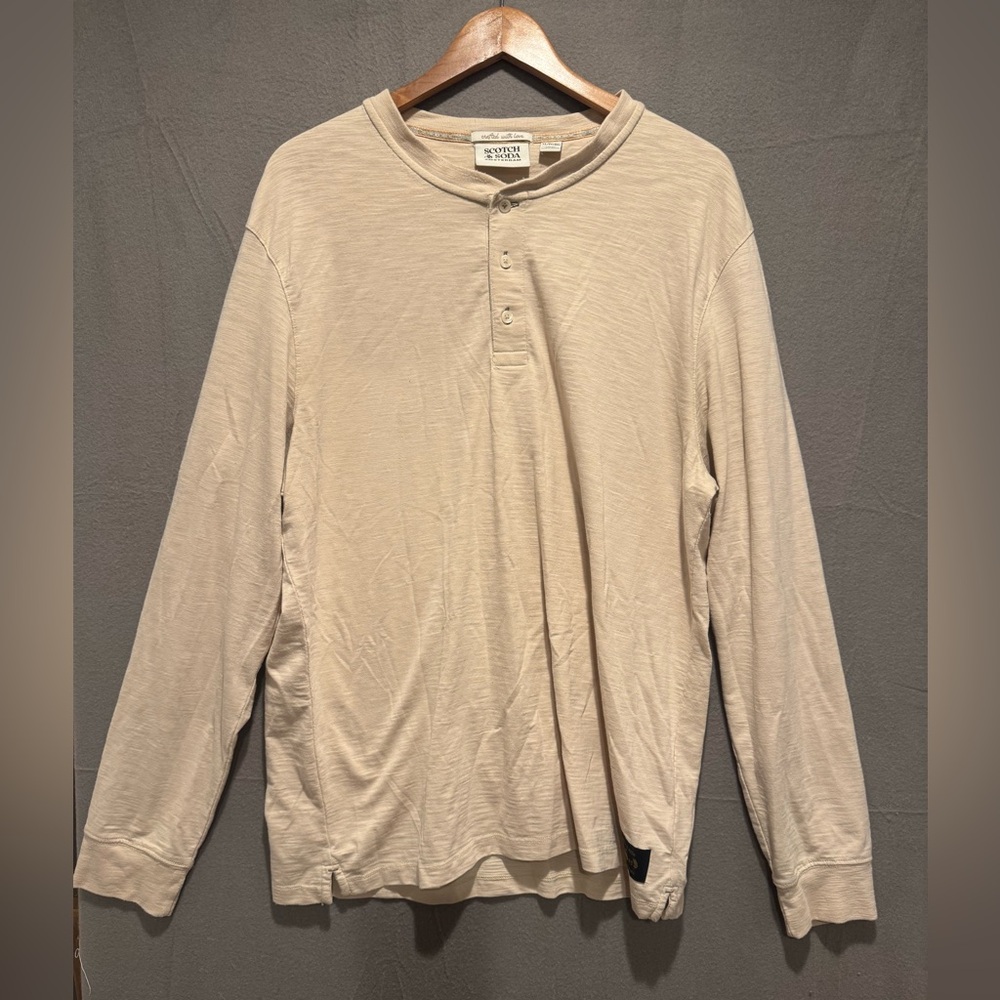 Scotch & Soda Light Beige Long-Sleeve Henley